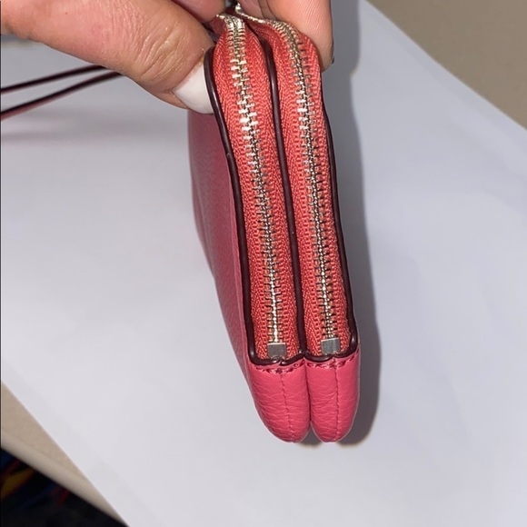 Coach Pink Pebbled Leather Double Wallet Wristlet